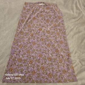 Womens‎ Purple Olive Flowered CHRISTOPHER & BANKS Elastic Full Length Skirt 12